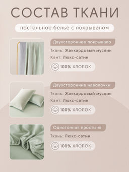 Комплект постельного белья на резинке Сатин Aurora Veil с Покрывалом AVR005 180*200*25;160*200*25;140*200*25 Евро - Ситрейд фото 5