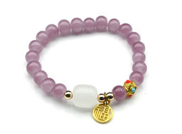 Браслет На удачу с подвеской шарик 8мм цв.сиреневый, 17см