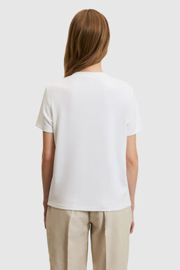Kad_n Beyaz Bisiklet Yaka Basic Ti__rt - U.s. polo assn фото 5