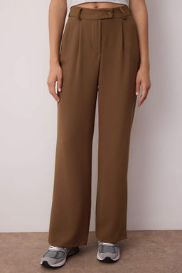 Haki Wide Leg/Genis Paca Dokuma Kumas Pantolon TWOAW22PL0263 Palazzo
