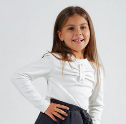 Лонгслив с кнопками, интерлок, белый х/б 100%