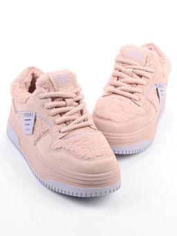 04-P124-2C PINK Кроссовки демисезонные женские (натуральная замша, искусственный мех)