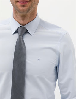 A__k Mavi Slim Fit Uzun Kollu Basic G_mlek
