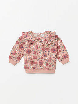 ?i?ek Bask?l? K?z Bebek Sweatshirt