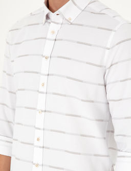 Bej Slim Fit Uzun Kollu G_mlek