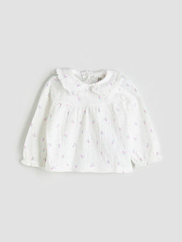 Bebe Yaka ?i?ekli K?z Bebek Bluz ve Tayt 2li