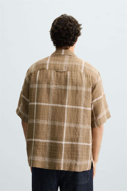 CHECKED LINEN/COTTON SHIRT - Zara фото 11