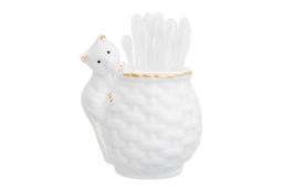 Вазочка п/зубоч. 5,8*4,5*7,5 см 50 мл Котенок с вазой белая, золото - Elan gallery фото 4