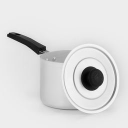 Цена за 2 шт. Ковш, 1 л, карбоновая ручка, с крышкой, штампованный алюминий, серебристый