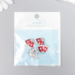 Цена за 4 шт. Декор для творчества металл, эмаль, страза «Колокольчики новогодние» 2×2.2 см