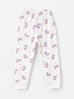 Beli Lastikli Bask?l? K?z Bebek Pijama Alt