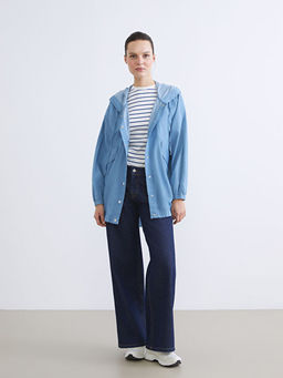 Kap??onlu Oversize Kad?n Jean Ceket