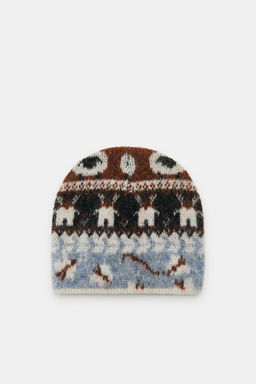 PRINTED KNIT BEANIE
