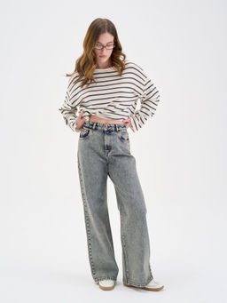 Джинсы Wide fit "Серо-голубые" женские