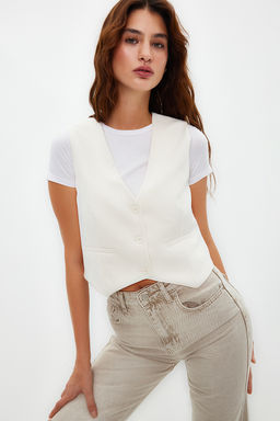 TRENDYOLMILLA Siyah Regular Dokuma K?sa/Crop Yelek TWOSS22YE0053 фото 8