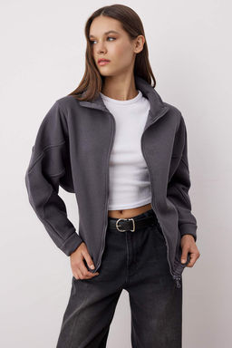 Antrasit Fermuarl? Dikis Detayl? Dik Yaka Bomber Orme Sweatshirt TWOAW26SW00037