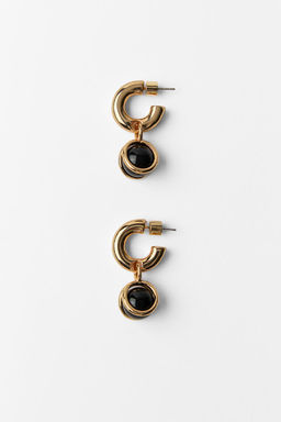 RAISED HOOP EARRINGS WITH BEAD - Zara фото 5