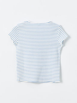 Bisiklet Yaka K?sa Kollu ?izgili K?z Bebek Ti??rt - Waikiki фото 2