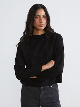 Bisiklet Yaka Kendinden Desenli Kad?n Triko Kazak