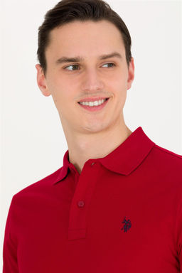 U. S. Polo Assn / Мужская бордово-красная базовая футболка с воротником-поло - U.s. polo assn фото 8
