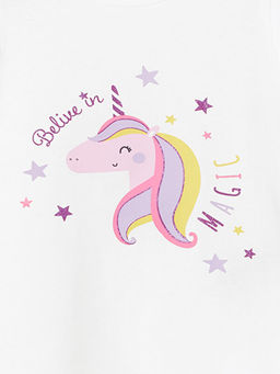 Bisiklet Yaka Bask?l? K?sa Kollu K?z Bebek Ti??rt - Waikiki фото 3