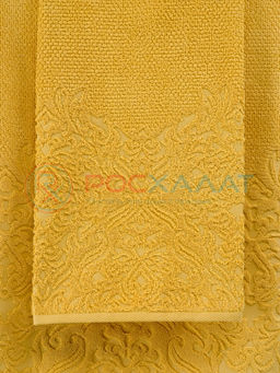 Махровое полотенце жаккардовое Вензель горчичный ПМА-6599 (308) 70х140