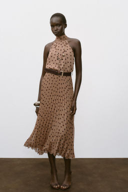 POLKA DOT MIDI DRESS WITH BELT - Zara фото 7
