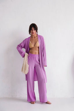 9540 Костюм из кимоно и брюк-палаццо сиреневый - Martichelli фото 4