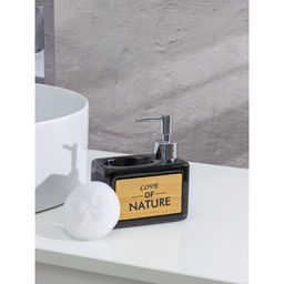 Дозатор для моющего средства с подставкой для губки SAVANNA Природа, 450 мл, цвет чёрный  фото 3