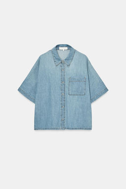 CAMISA DENIM TRF MANGA CORTA / Azul - Zara фото 5