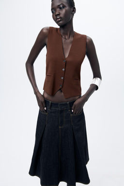 KNIT WAISTCOAT TOP WITH BACK TAB - Zara фото 8