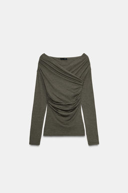DRAPED SURPLICE NECKLINE TOP - Zara фото 14