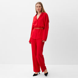 Костюм женский (рубашка, брюки) MINAKU:Casual Collection, красный, размер 52