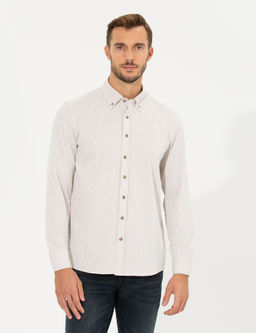 Bej Slim Fit Uzun Kollu G_mlek