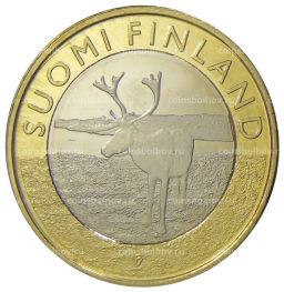 Монета 5 евро 2015 года Финляндия Исторические регионы Финляндии. Животные  Лапландия