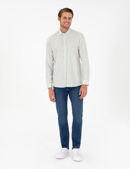 Haki _izgili Slim Fit Uzun Kollu G_mlek - Pierre cardin фото 4