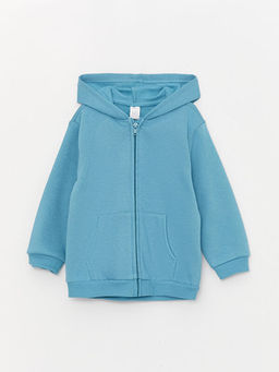 Kap??onlu Uzun Kollu K?z Bebek Fermuarl? Sweatshirt