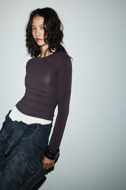 CAMISETA MANGA LARGA / Marr?n - Zara фото 2