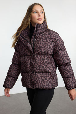 TRENDYOLMILLA Cok Renkli Kahverengi Leopar Desenli Oversize Kal?p Sisme Mont TWOAW25MO00222