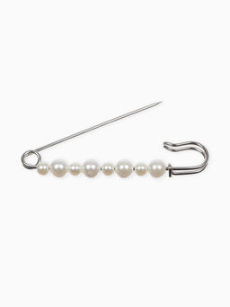 Булавка Жемчужная дорожка, 8 см (+ - 0.5 см), белая в серебре