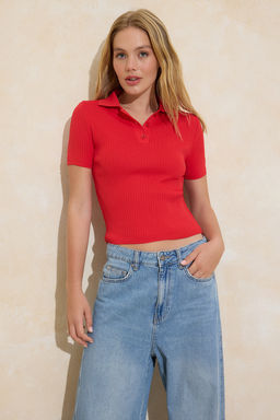Trendyolmilla Siyah*001-Kahverengi Basic Polo Yaka Ikili Paket Triko Ince Bluz TWOSS25BZ00503  фото 25