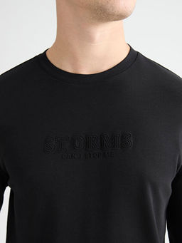 Bisiklet Yaka Uzun Kollu Bask?l? Erkek Ti??rt