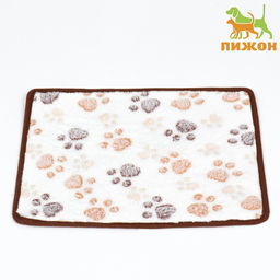 Коврик для отдыха животных, двусторонний (флис+ротанг), 35 х 25 см, белый