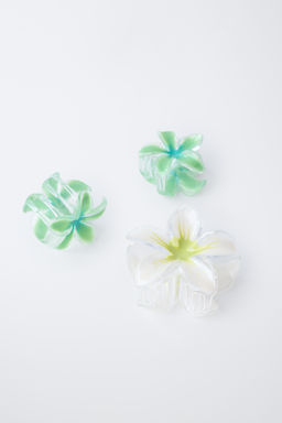 PACK TRES PINZAS FLORES HIBISCUS / Verde - Zara фото 2