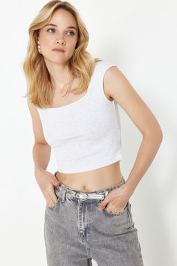 Gri Melanj fitted/vucuda Oturan Fitilli Esnek Orme Bluz TWOSS24BZ00641 - Trendyolmilla фото 3