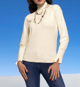 Свитер с воротником-стойкой, шампань