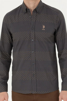 Мужская рубашка антрацитового цвета с длинным рукавом Неожиданная скидка в корзине - U.s. polo assn фото 6
