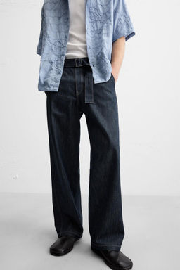 STRAIGHT-LEG JEANS WITH BELT - Zara фото 7