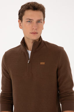 Erkek Regular Fit Yar_m Fermuarl_ Kahverengi Basic Sweatshirt - U.s. polo assn фото 2