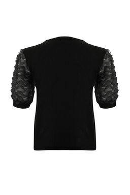 Siyah Tul Detayl? Bisiklet Yaka Triko Bluz TWOSS26BZ00132 - Trendyolmilla фото 7